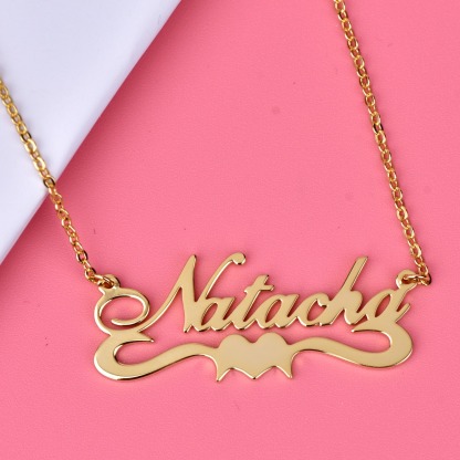 Love Heart Gold Plated Custom Name Necklace