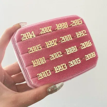 Gold Plated Personalized Custom Memorial Year Ring Number Ring