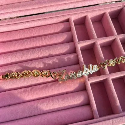 Double Layer Two Tone Personalized Custom Name Bracelet Gold Plated