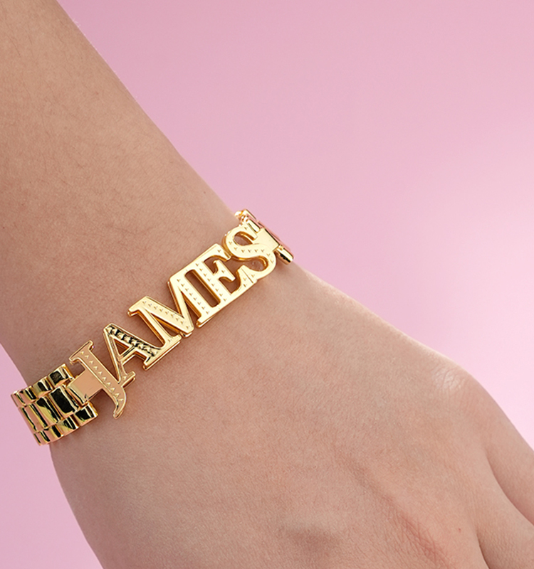 12mm Watch Band Chain Double Plated Personalized Gold Plated Name Bracelet
