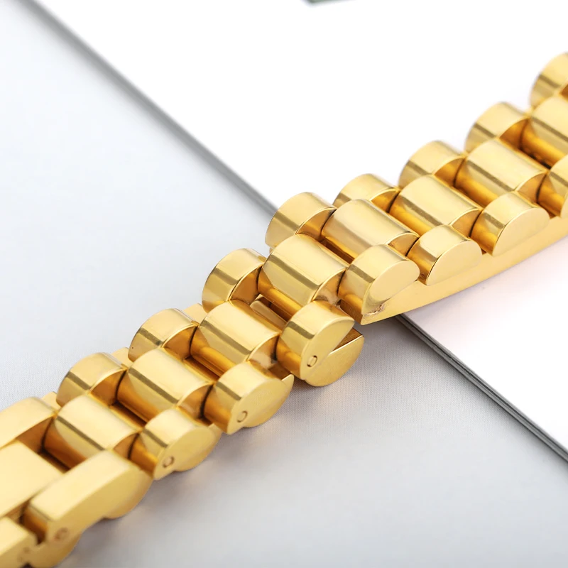 10mm Strap Chain Rolex Style Gold Plated Personalized Engraved Name Bracelet