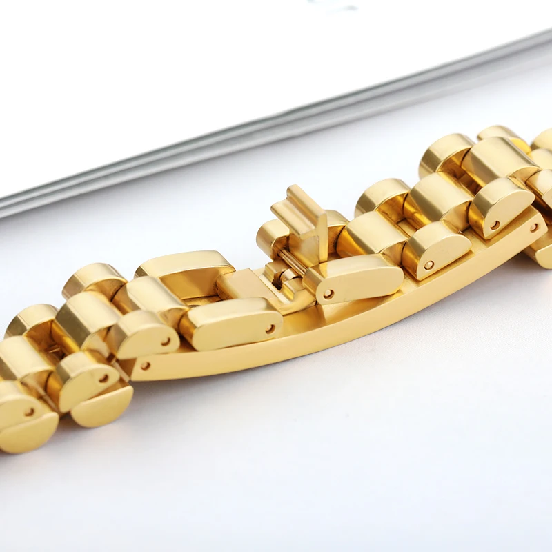 10mm Strap Chain Rolex Style Gold Plated Personalized Engraved Name Bracelet