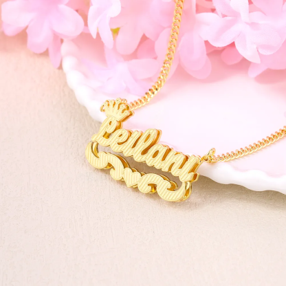 Crown Nameplate Set Personalized Double Plated Name Necklace Custom Name Stud Earrings