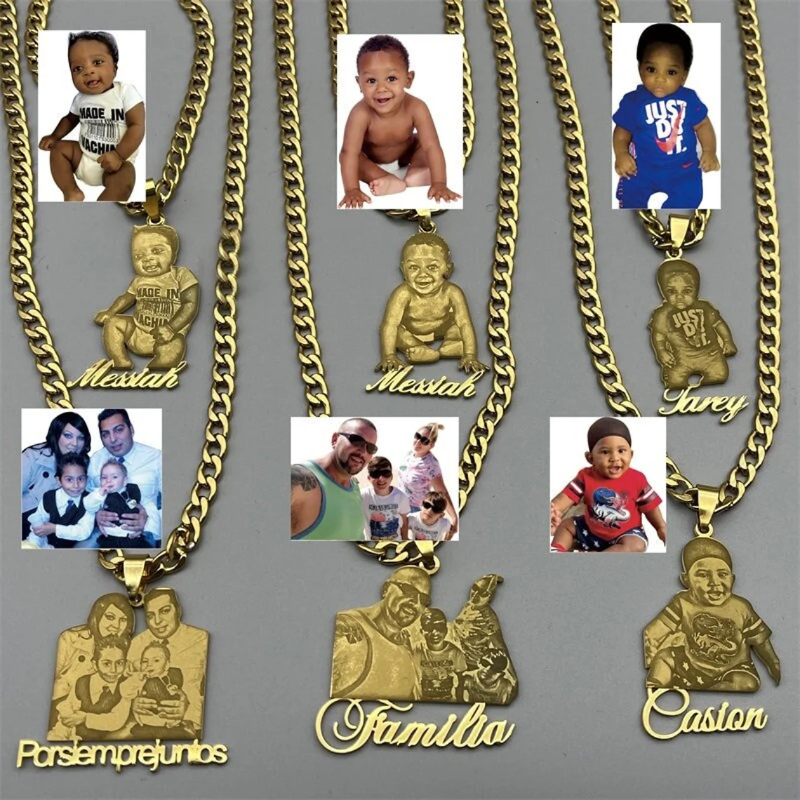 Photo Name Pendant  Personalized Custom Gold Plated Name Necklace