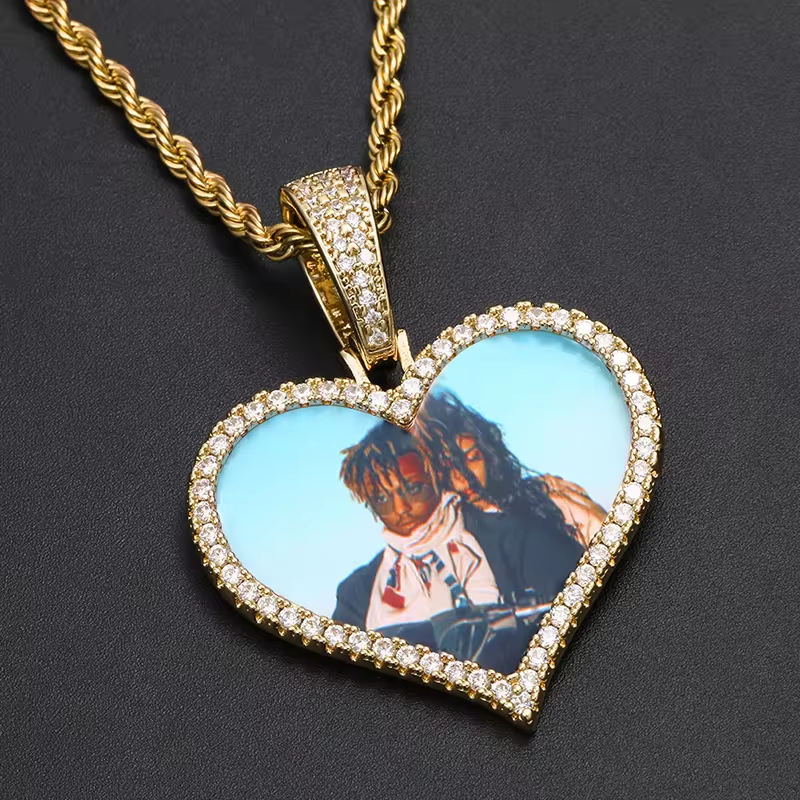 Heart Pendant Photo Necklace Gold Plated