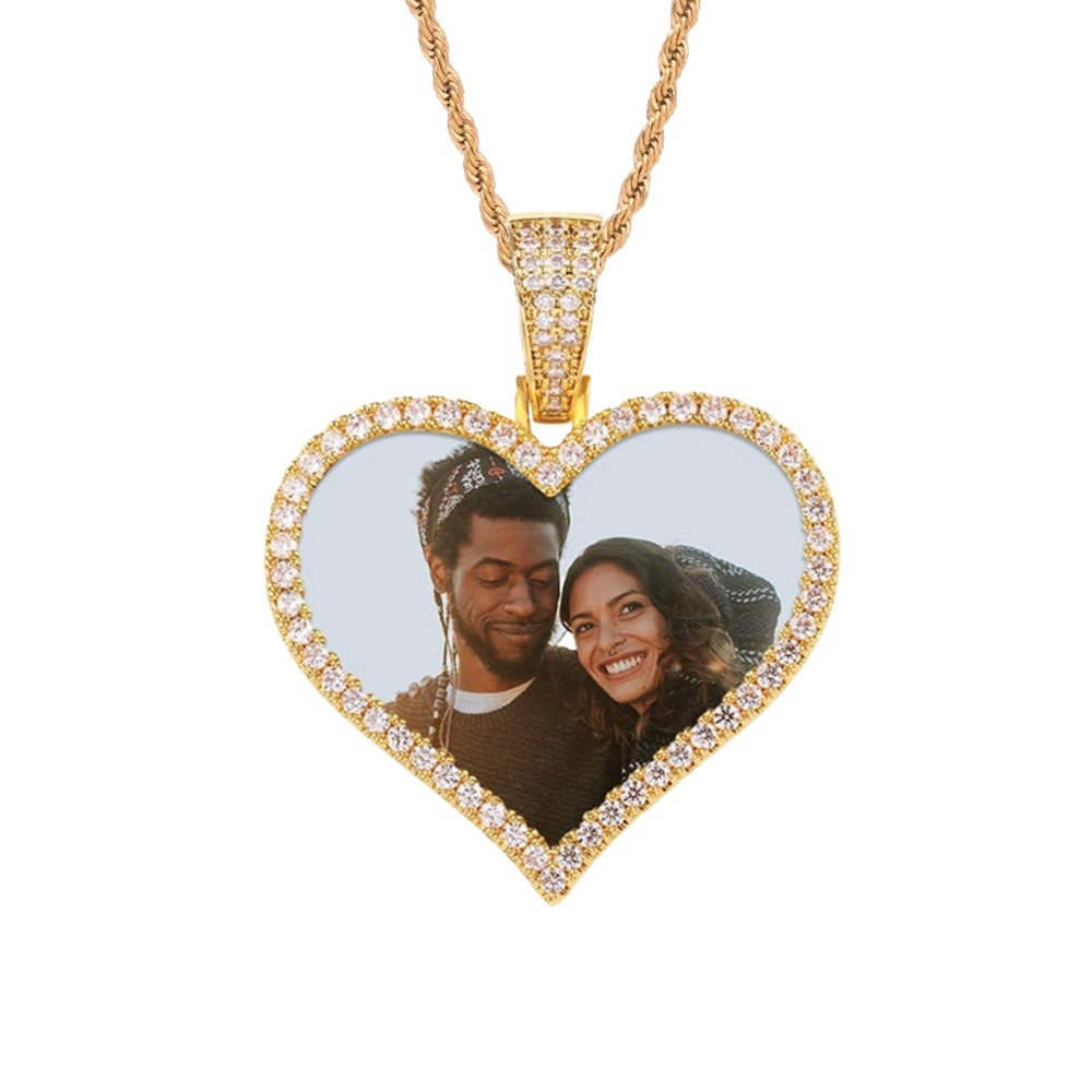 Heart Pendant Photo Necklace Gold Plated