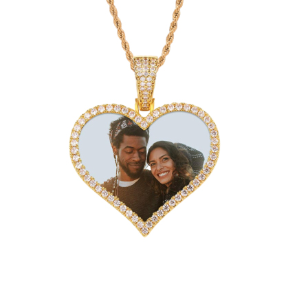 Heart Pendant Photo Necklace Gold Plated