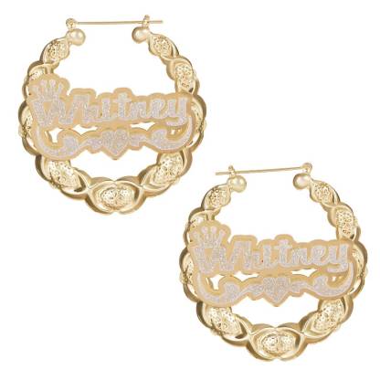 Acrylic Nameplated Earrings Gold Plated Custom Name Earrings