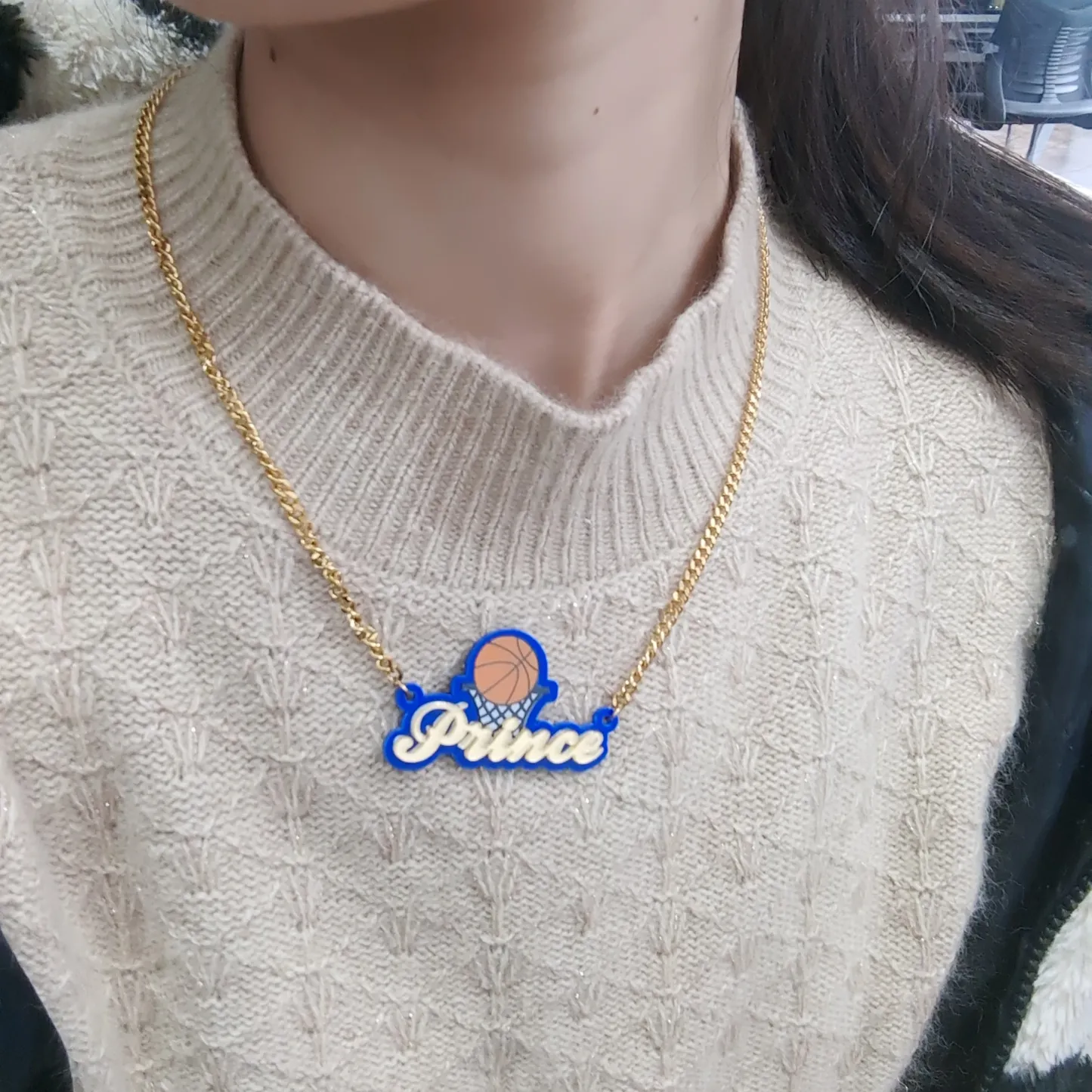 Basketball Necklace Personalized Acrylic Name Necklace for Children