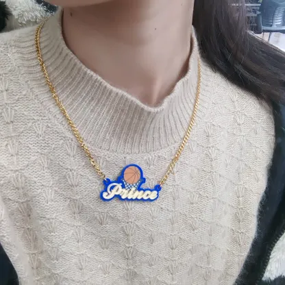 Basketball Necklace Personalized Acrylic Name Necklace for Children