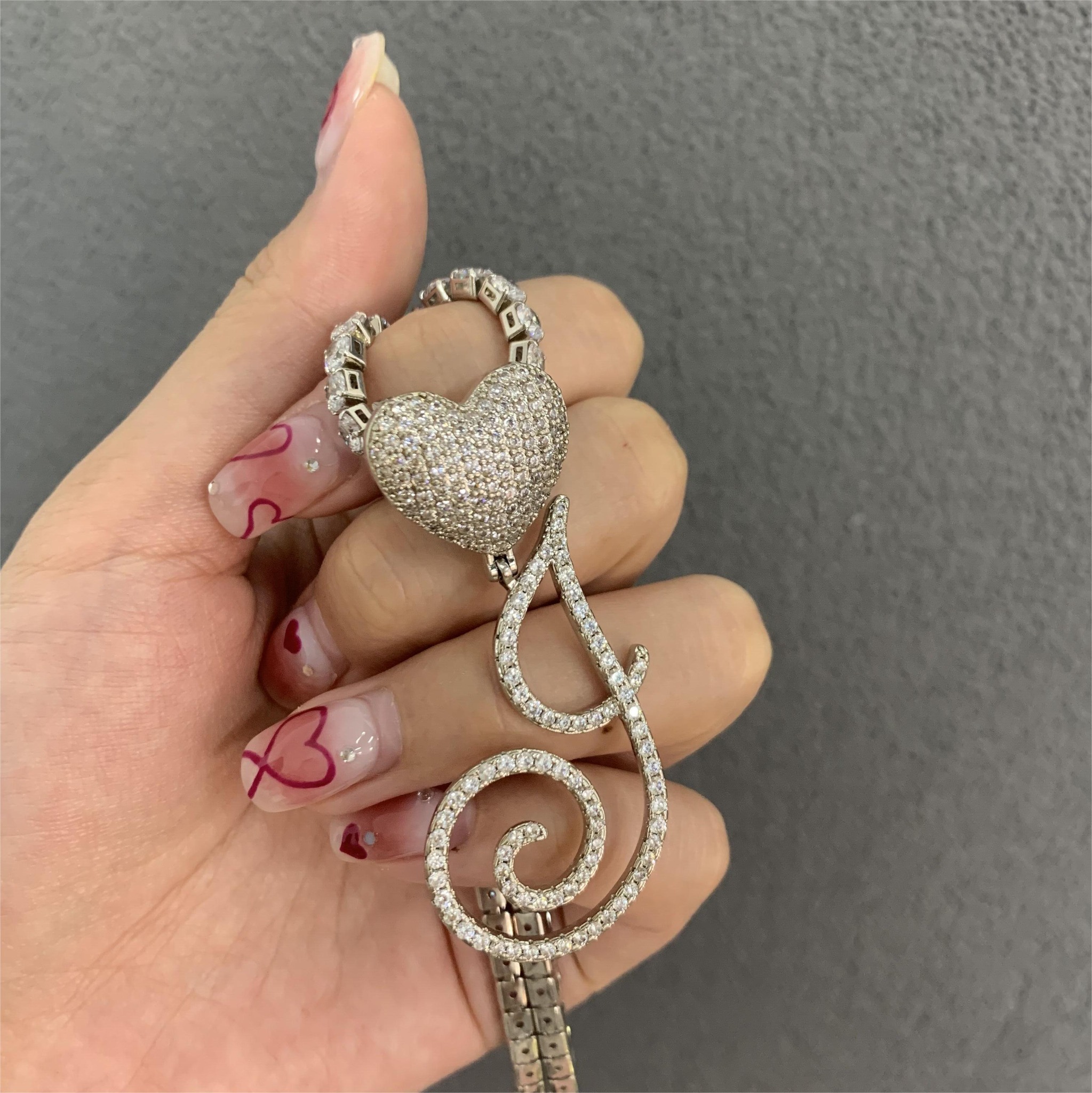 Tennis Chain Letter Pendant Custom Personalized Initial Necklace Zircon Chain Necklace 