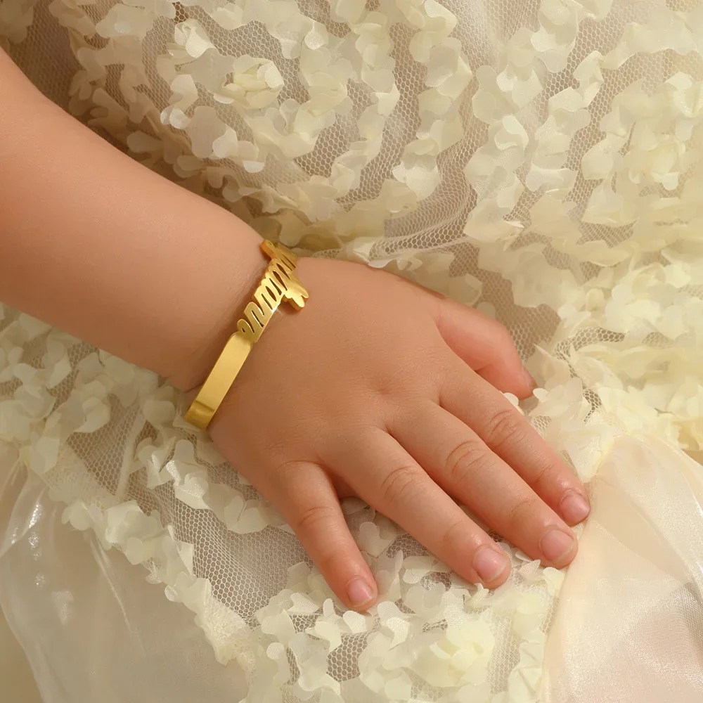 Baby Kids Crown With Nameplate Custom Name Cuff Bracelet