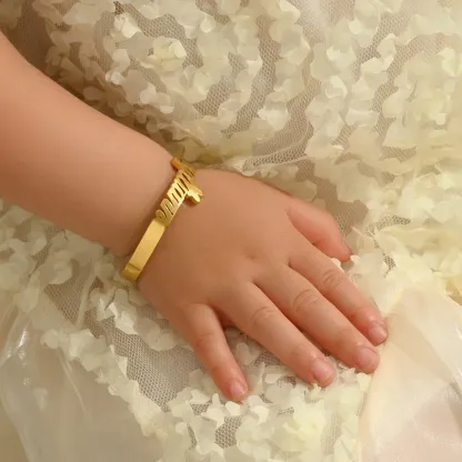 Baby Kids Crown With Nameplate Custom Name Cuff Bracelet