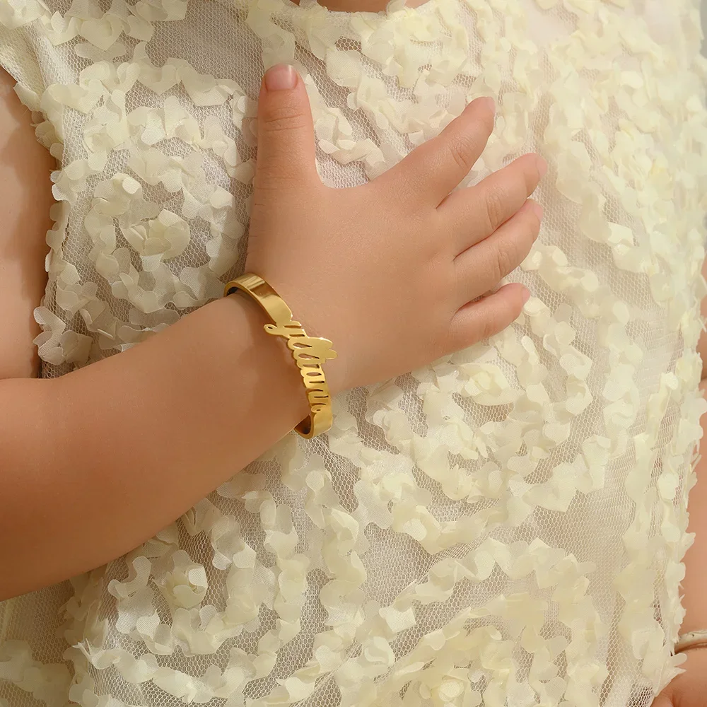 Baby Kids Crown With Nameplate Custom Name Cuff Bracelet