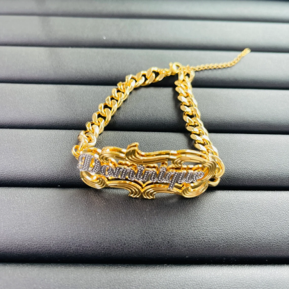 Personalized Double Plate Cuban Chain Name Bracelet