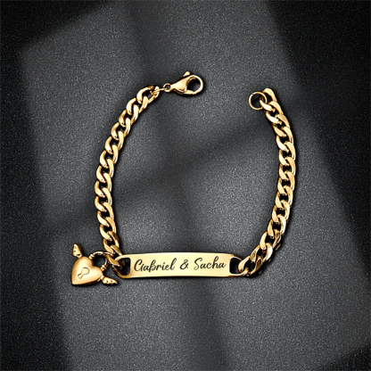 Personalized Heart Lock Engraved Bracelet for Kids