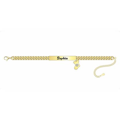 Christmas Socks Gold Plated Custom Name Bracelet 
