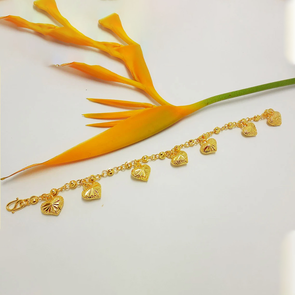 Fashion Jewelry Heart Dangle Gold Plated Bracelet