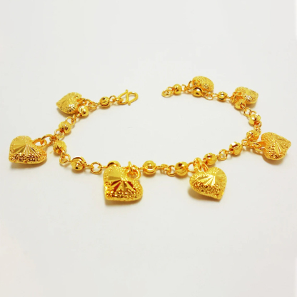 Fashion Jewelry Heart Dangle Gold Plated Bracelet 