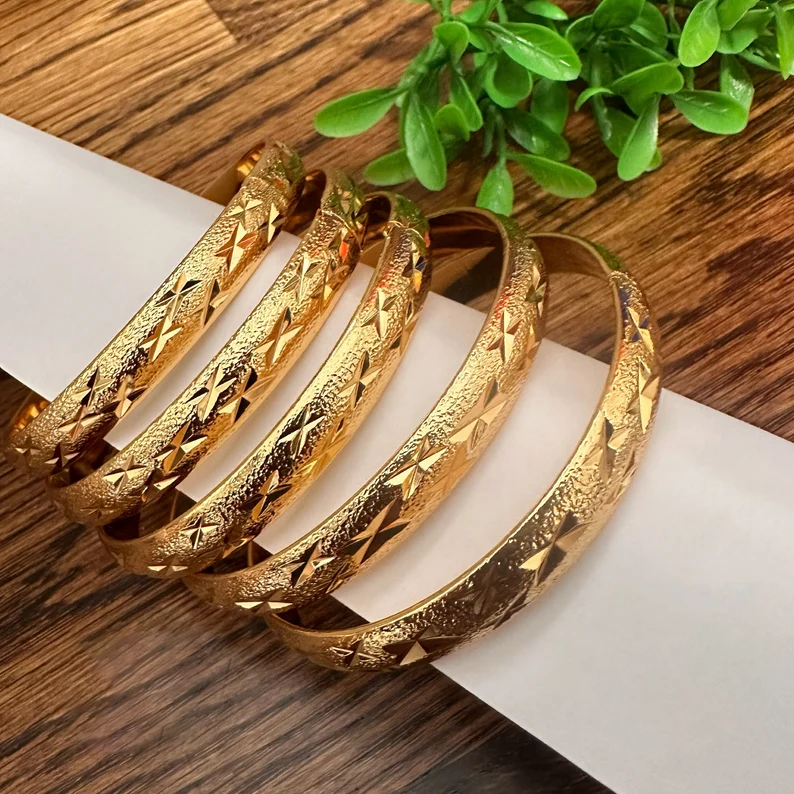 Gold Plated Stackable Bangles Bracelet 