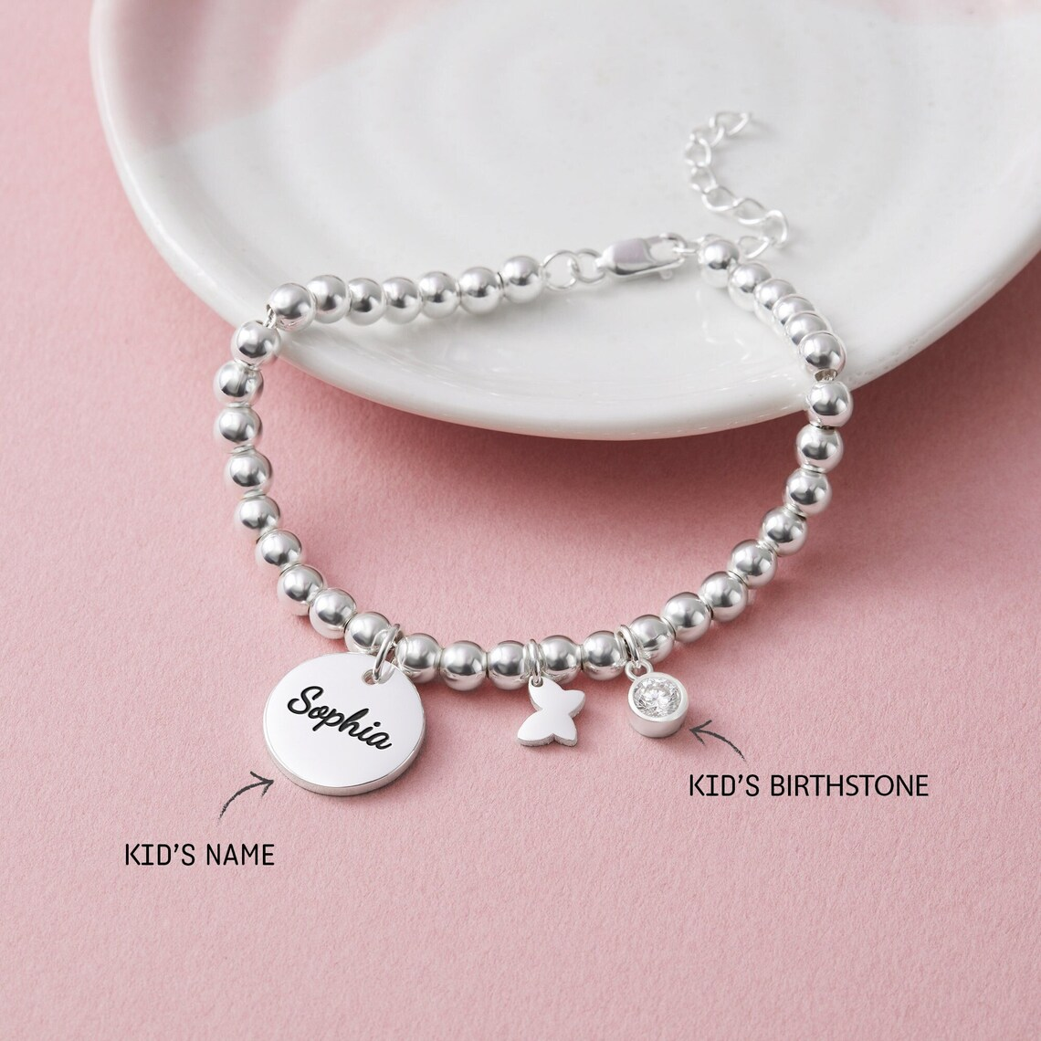 Personalized Birthstone Name Bracelet For Kids