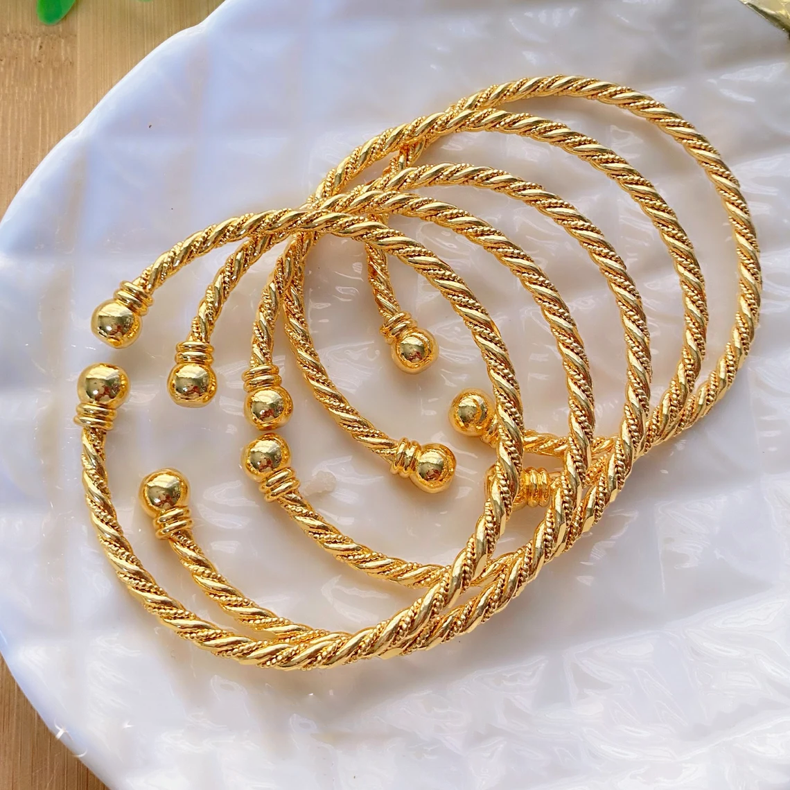 Adjustable Bangle Twist Gold Plated Bracelet 