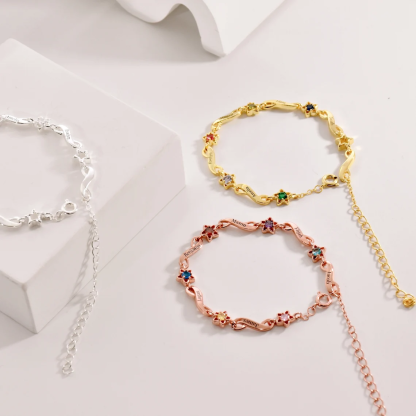 Custom Engraved Birthstone Cuban Chain Family Bracelet Personalized Name Bracelet 