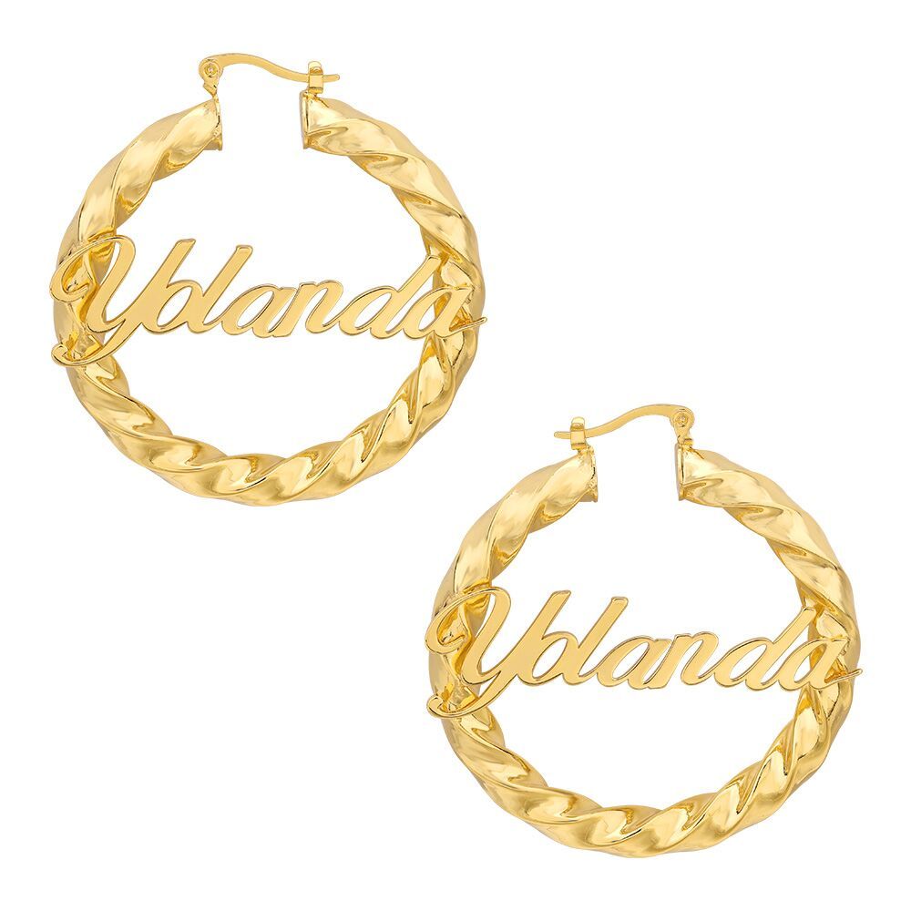 Personalized Twist Hoop Earring Fashion Name Earrings 
