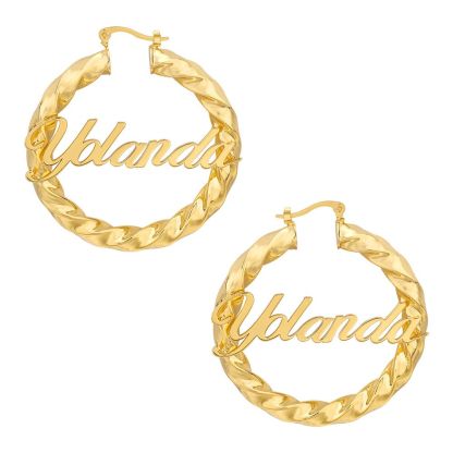 Personalized Twist Hoop Earring Fashion Name Earrings 