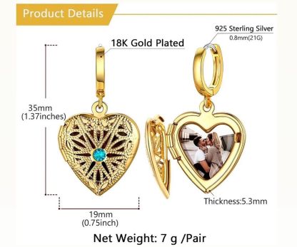 Birthstone Earrings with Personalized Photos Inside Custom Earrings