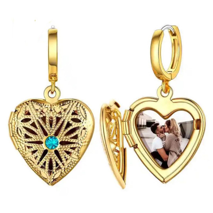Birthstone Earrings with Personalized Photos Inside Custom Earrings