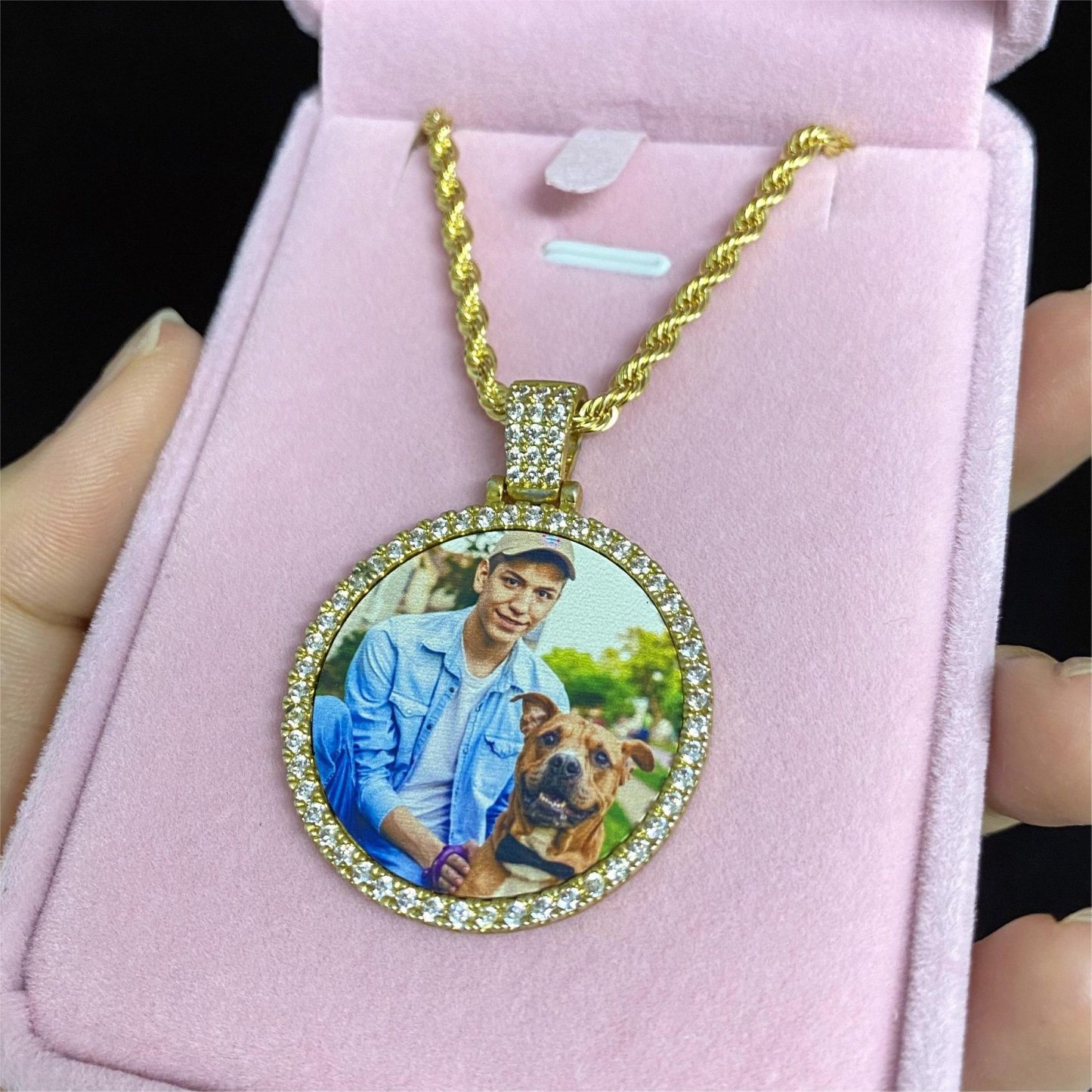 Circular Personalized Photo Pendant Medallions Necklace