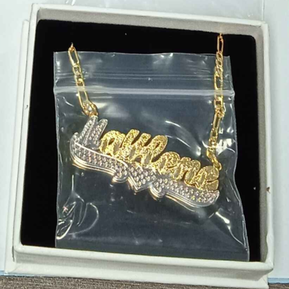Two Tone Double Layer Gold Plated Customized Heart Name Necklace