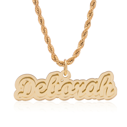 Gold Rope Chain Acrylic Nameplate Personalized Necklace