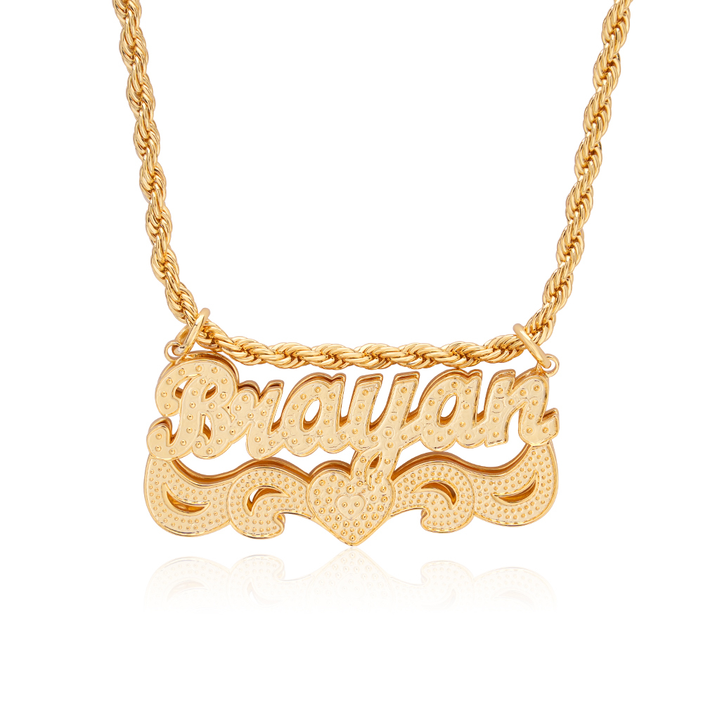 Heart Personalized Custom Zirconia Gold Plated Name Necklace