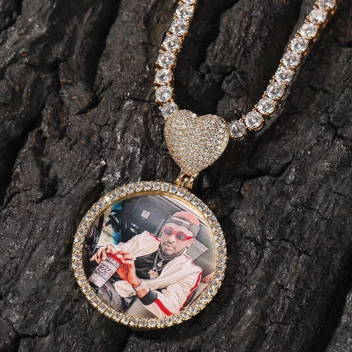 Heart Photo Necklace Pendant Tennis Chain Personalized Picture Necklace