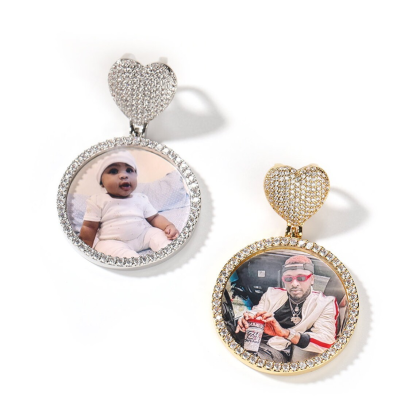 Heart Photo Necklace Pendant Tennis Chain Personalized Picture Necklace