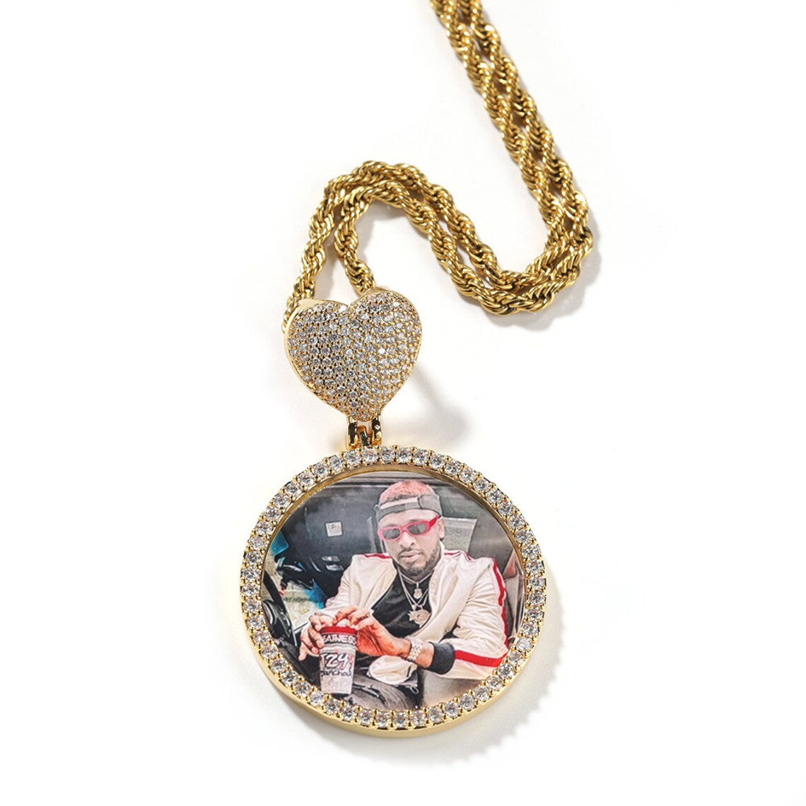 Twist Chain Heart Photo Necklace Pendant Personalized Picture Necklace