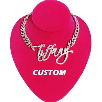 Personalized Letters Nameplate Cuban Chain Diamond Name Nacklace