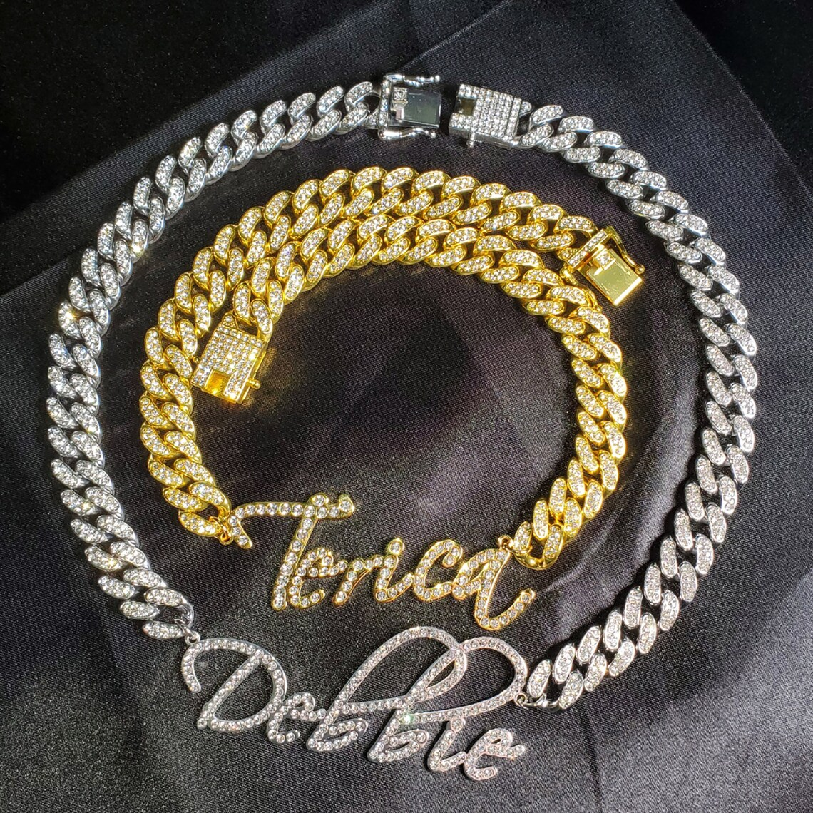 Personalized Letters Nameplate Cuban Chain Diamond Name Nacklace