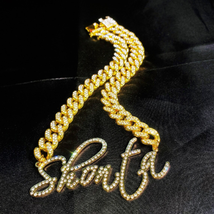 Personalized Letters Nameplate Cuban Chain Diamond Name Nacklace