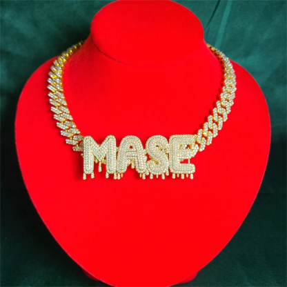 Frozen Drip Hip Hop Style 1-6 Letters Cuban Chain Custom Name Necklace