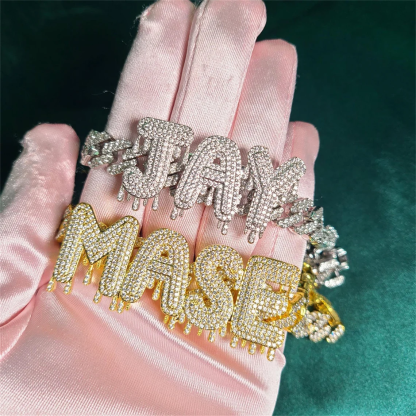 Frozen Drip Hip Hop Style 1-6 Letters Cuban Chain Custom Name Necklace