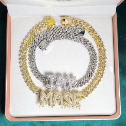 Frozen Drip Hip Hop Style 1-6 Letters Cuban Chain Custom Name Necklace