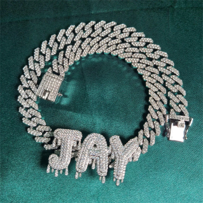 Frozen Drip Hip Hop Style 1-6 Letters Cuban Chain Custom Name Necklace