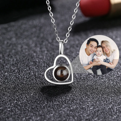 Peraonalized Love Heart Projection Necklace With Picture Inside