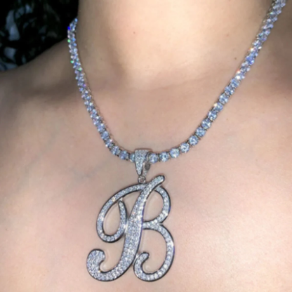 Hip Hop Style Tennis Chain with A-Z Initial Letter Personalized Necklace