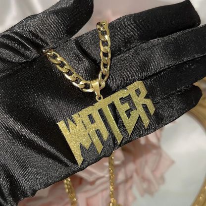 Forsted Nameplate Pendant Cuban Chain Personalized Name Necklace