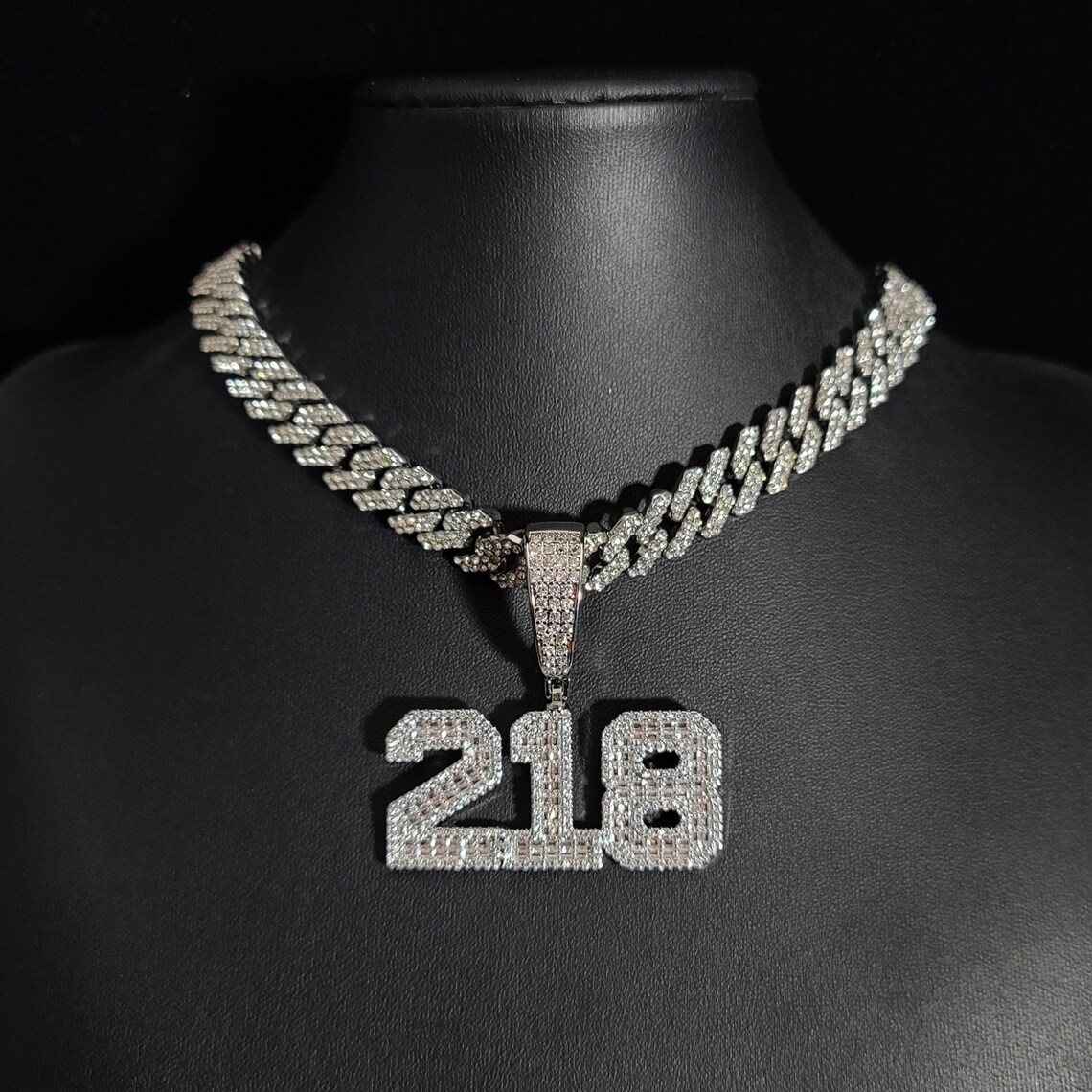 Bling Hip Hop Style 1-6 Numbers Cuban Chain Custom Number Necklace