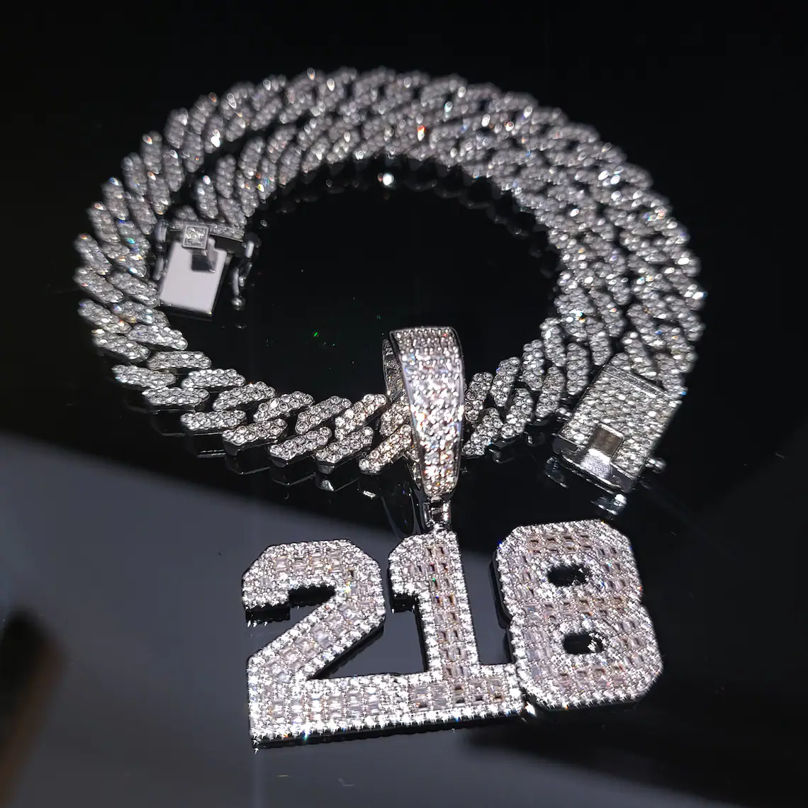 Bling Hip Hop Style 1-6 Numbers Cuban Chain Custom Number Necklace